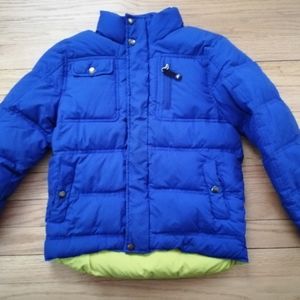 REI Down Puffer Coat Blue/Yellow Boys S(8)